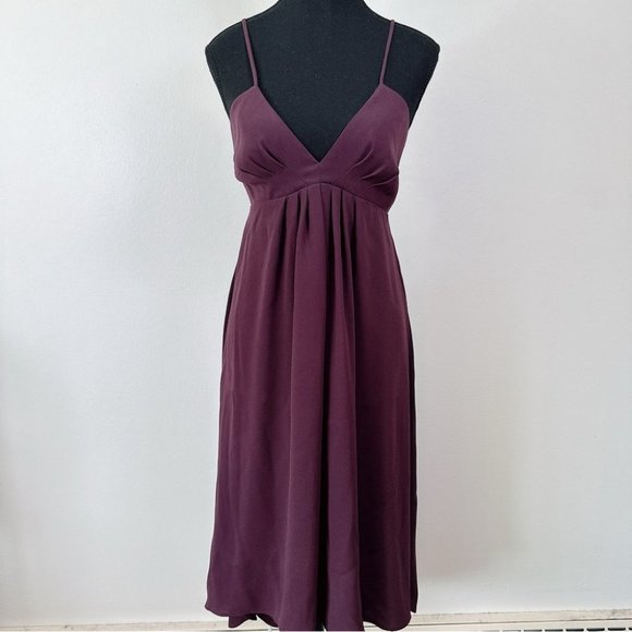Aritzia Wilfred  Cami Midi Criss Cross Tie Burgundy Dress - Picture 3 of 13